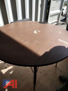 (1) Round Wood Top Table